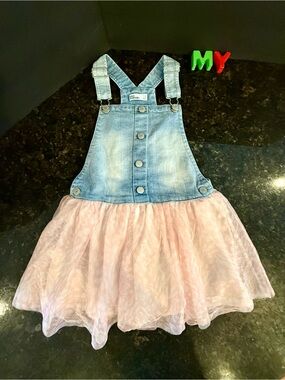 Denim Bib Tulle Dress - Epic Threads Pink and Blue Kids size 6